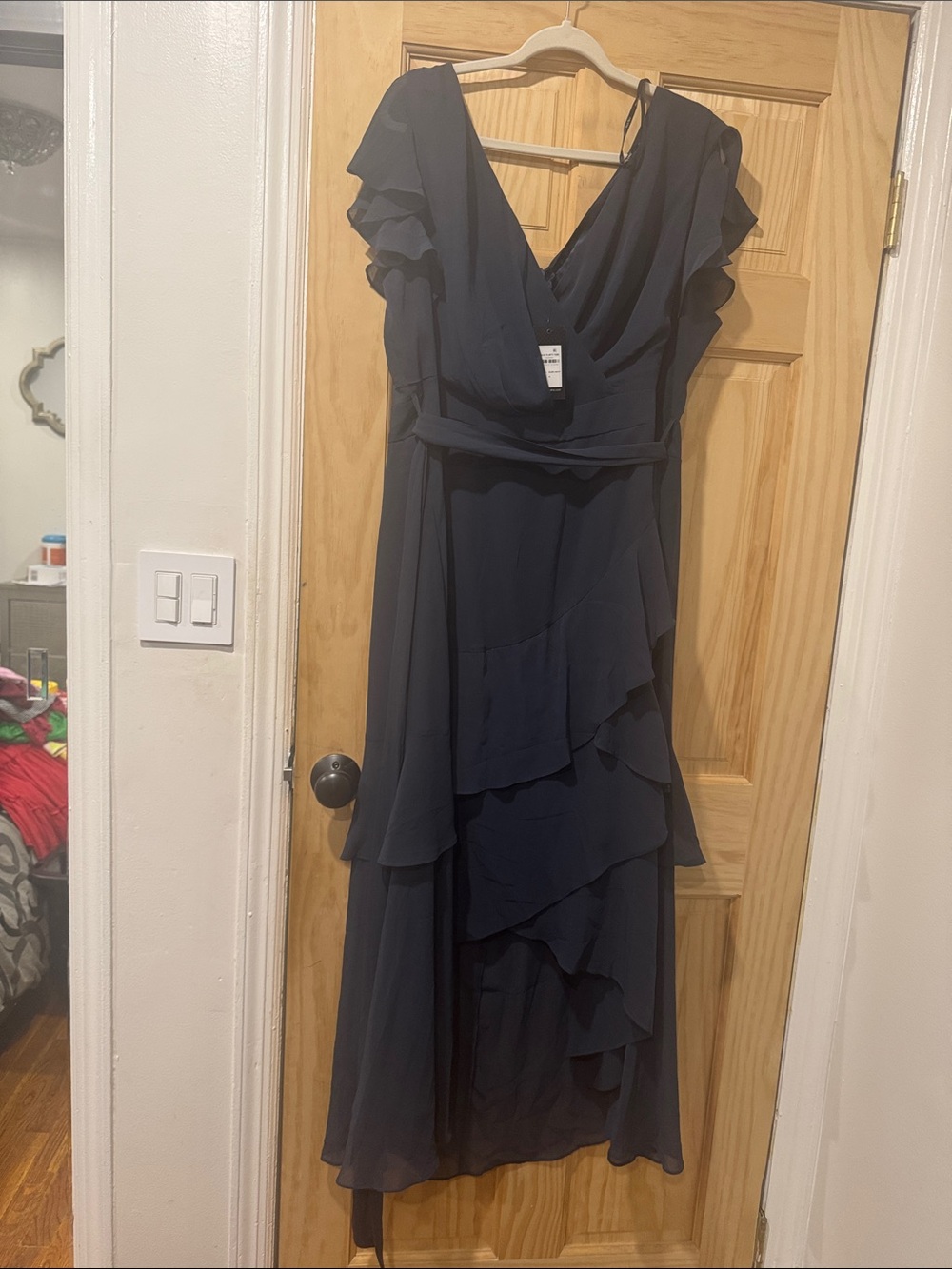 City Chic Navy Layered Ruffle Maxi Dress